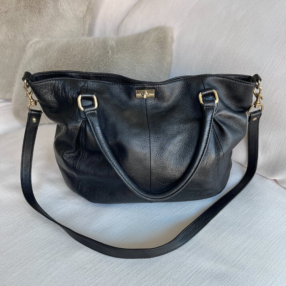J. Crew Brompton Pebbled Leather Bag Black Shoulder Crossbody Boho